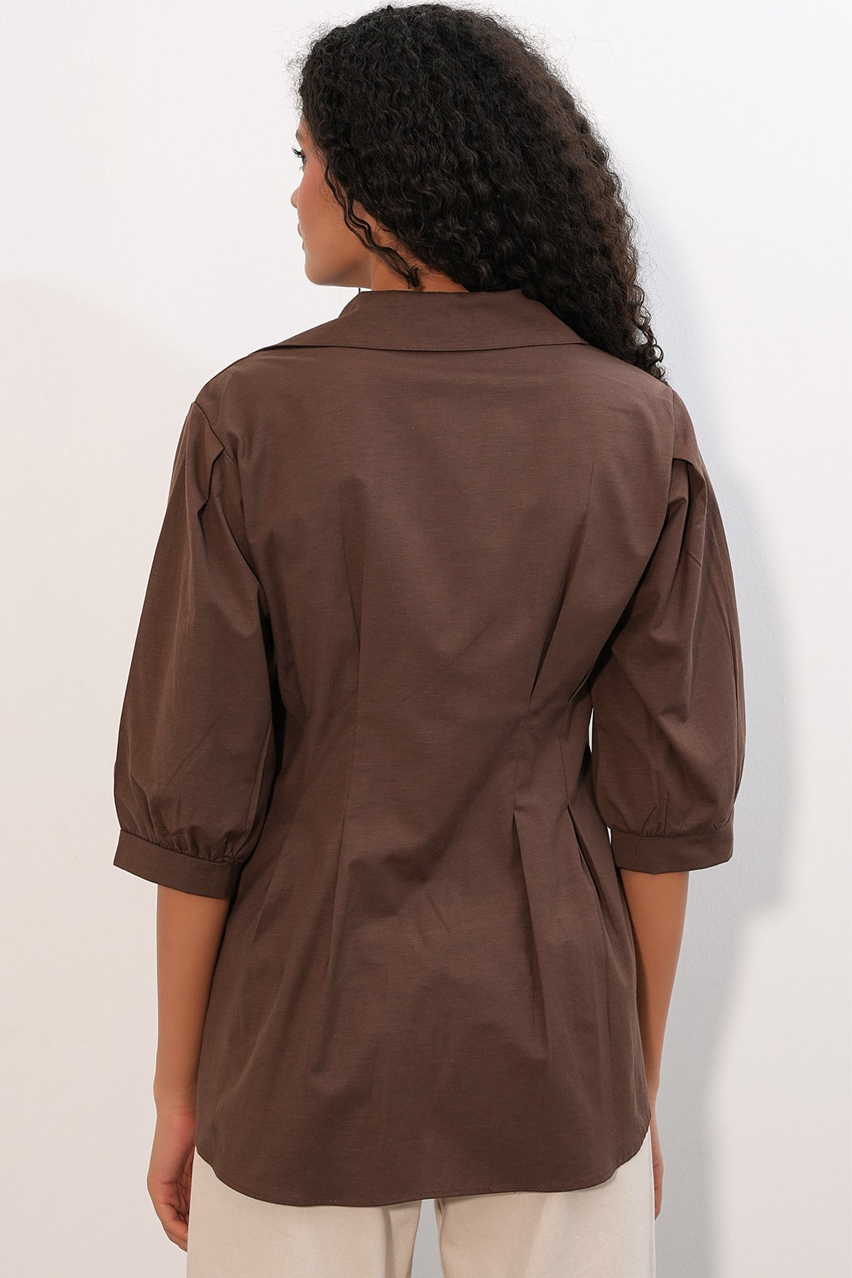Women's Long Fitted Shirt 20383 - Brown - Bigdart - by Peralane - photo 4