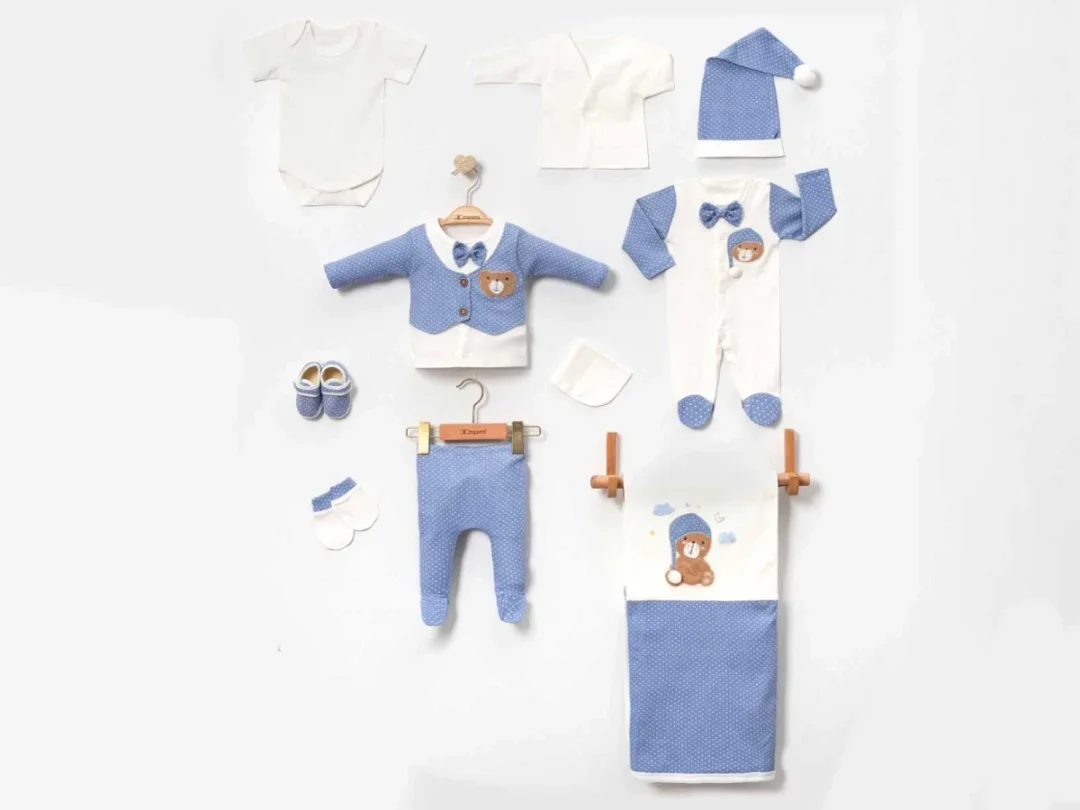 Bear Patterned Baby Boy Hospital Exit 10-Piece Set - Cayzen - by Peralane