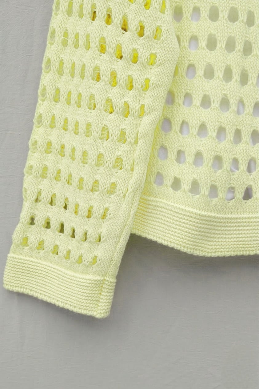 Boat Neck Open-Weave Knit Sweater - Light Yellow - Podyumplus - by Peralane - photo 5