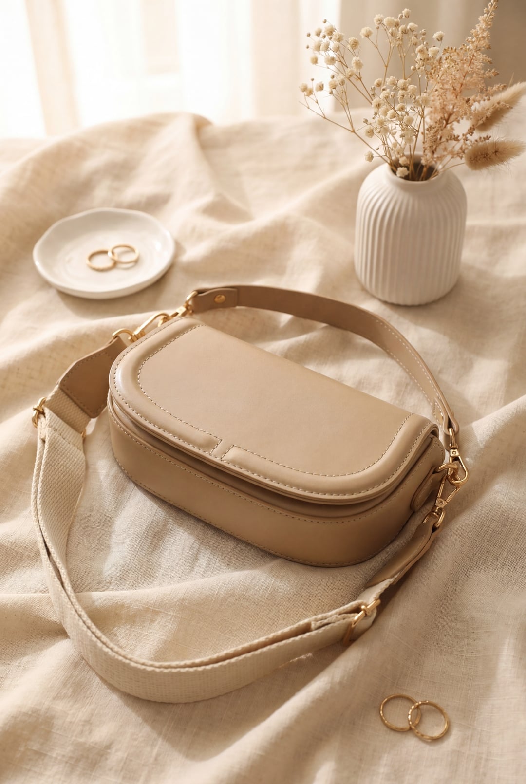 Snap Flap Knitted Strap Handle Women's Bag - Mink - Podyumplus - by Peralane - photo 3