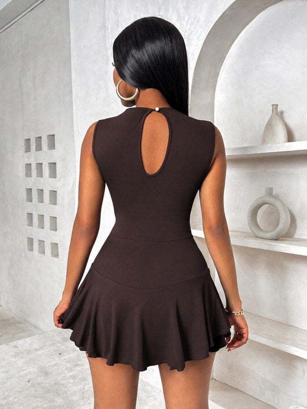 Women's Sleeveless Mock Neck Short Sandy Dress - Janes - by Peralane - photo 3