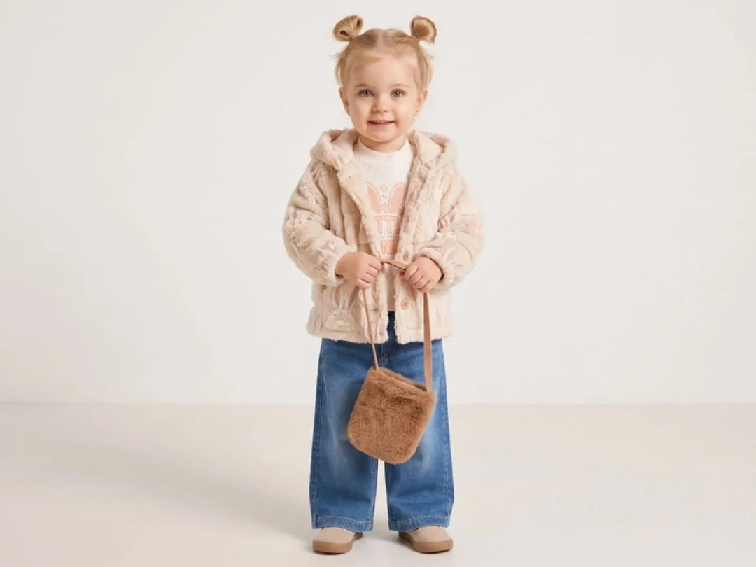 Girl's Hooded Jacket Set with Bag - Beige - Canoz - by Peralane