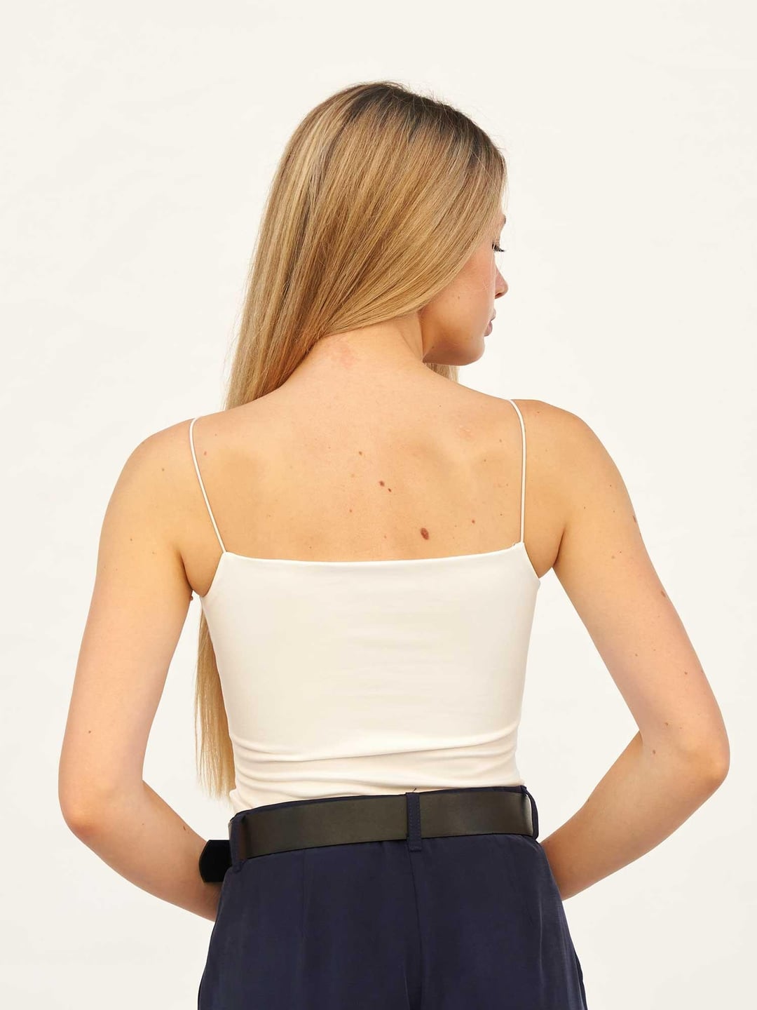 Women's Square Neck Spaghetti Strap Tank Top in Ecru - Lefon - by Peralane - photo 3