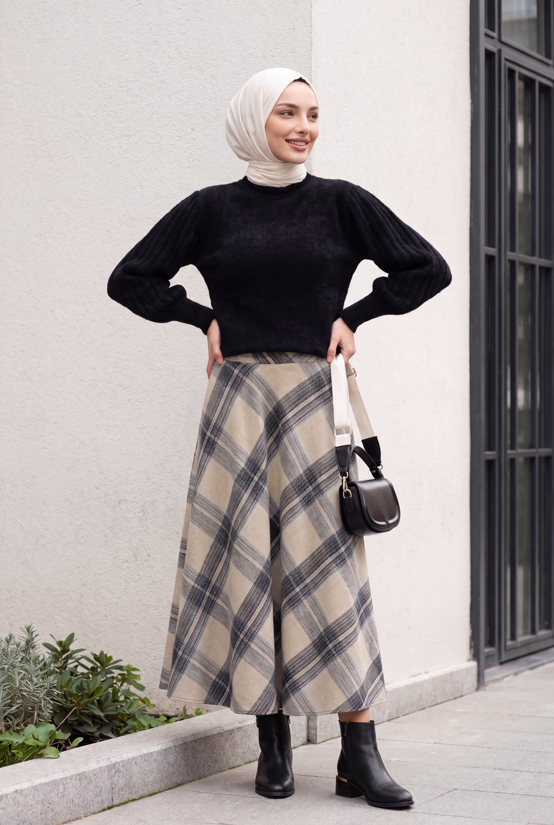 Women's Oversized Balloon Sleeve Knit Sweater - Black - Bigdart - by Peralane