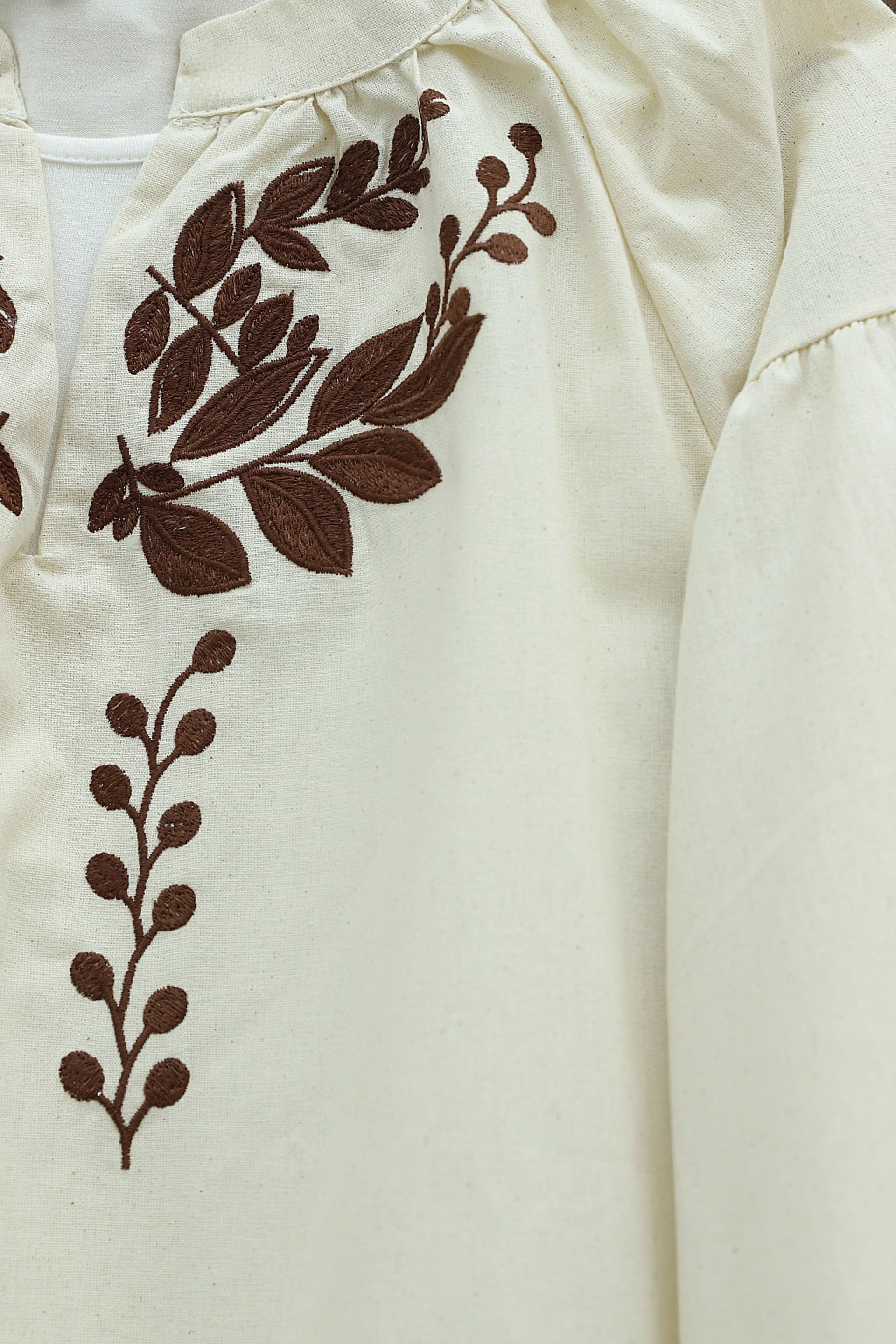 Cream Blouse and Brown Skirt Women's Co-ord Set with Floral Embroidery - Podyumplus - by Peralane - photo 6