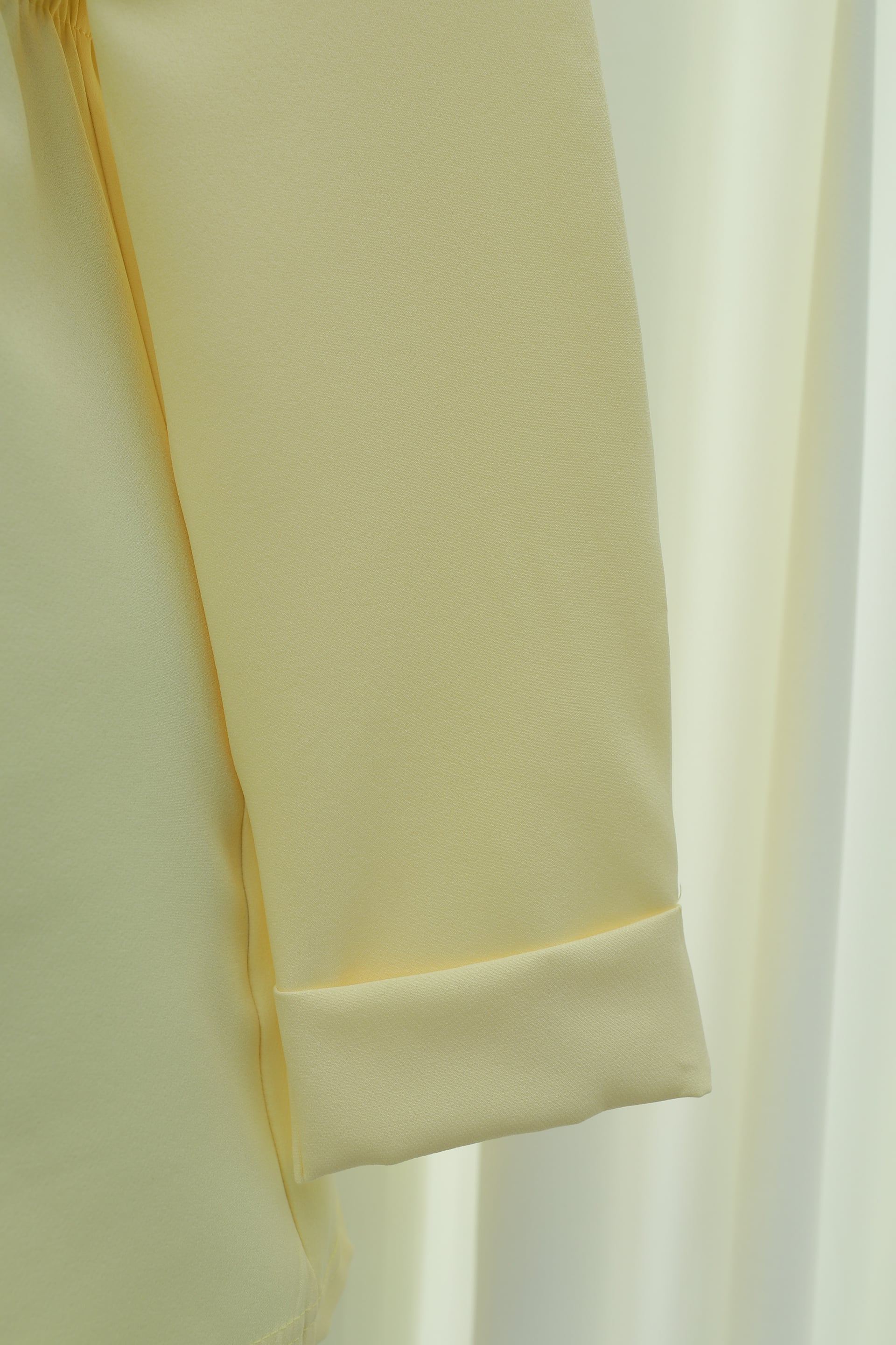 Pale Yellow Crepe Kimono Jacket with Elastic Waist and Folded Sleeves - Podyumplus - by Peralane - photo 7