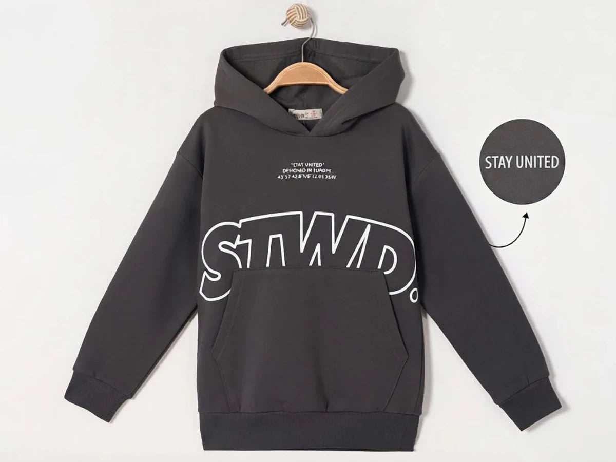 STWD Print Kangaroo Pocket Hooded Fleece Sweatshirt for Boys - Ruhat Kids - by Peralane