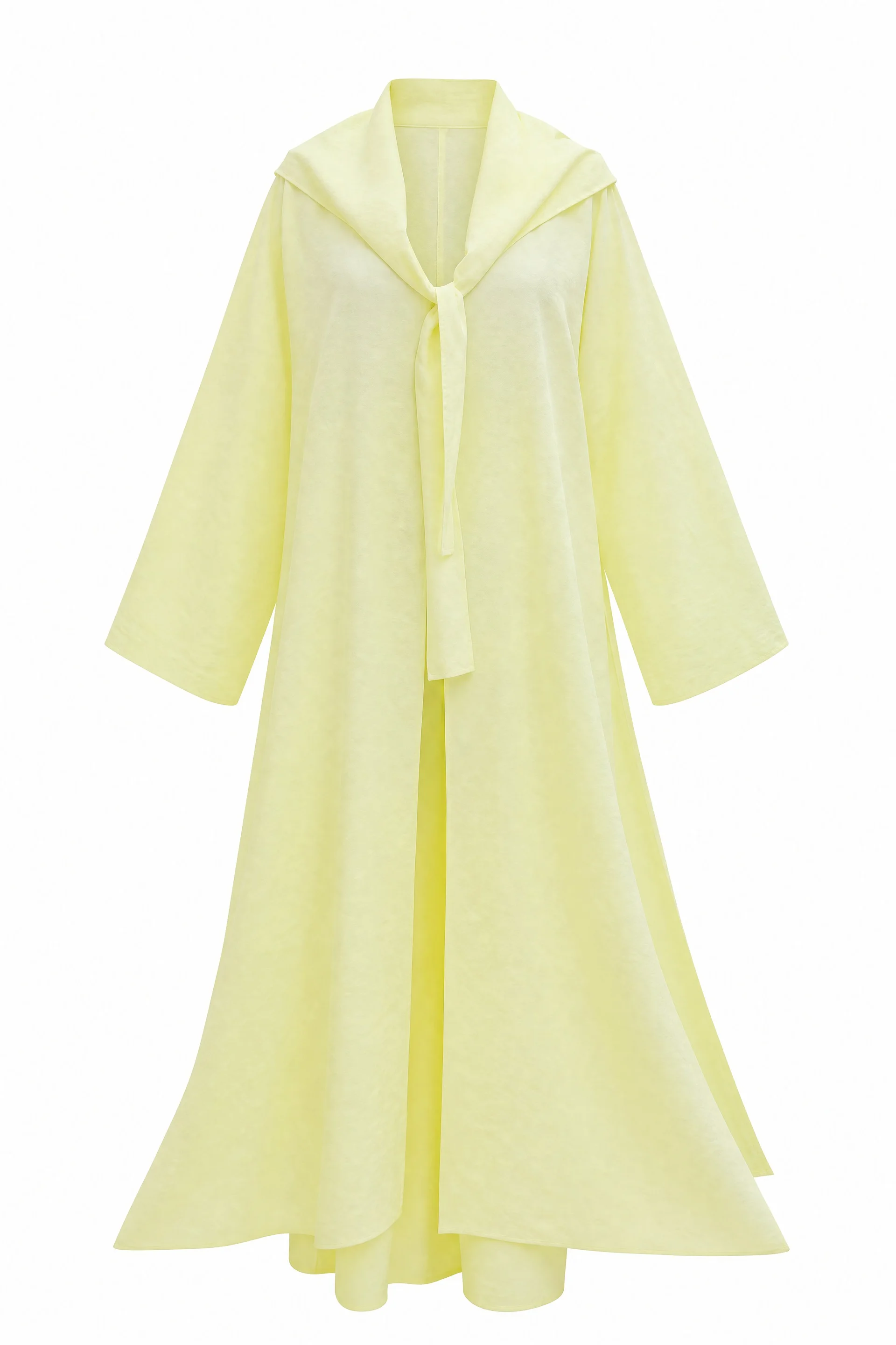 Pale Yellow Modal Two-Piece Set with Scarf Detail and Deep Slit Pants with Pockets - Podyumplus - by Peralane - photo 5