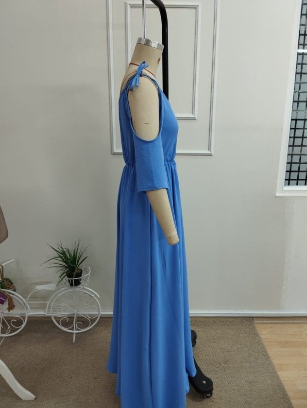 Women's Short-Sleeve V-Neck High-Slit Long Dress - Janes - by Peralane - photo 5