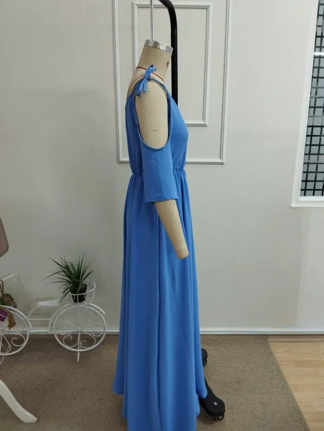 Women's Short-Sleeve V-Neck High-Slit Long Dress - Janes - by Peralane - photo 5
