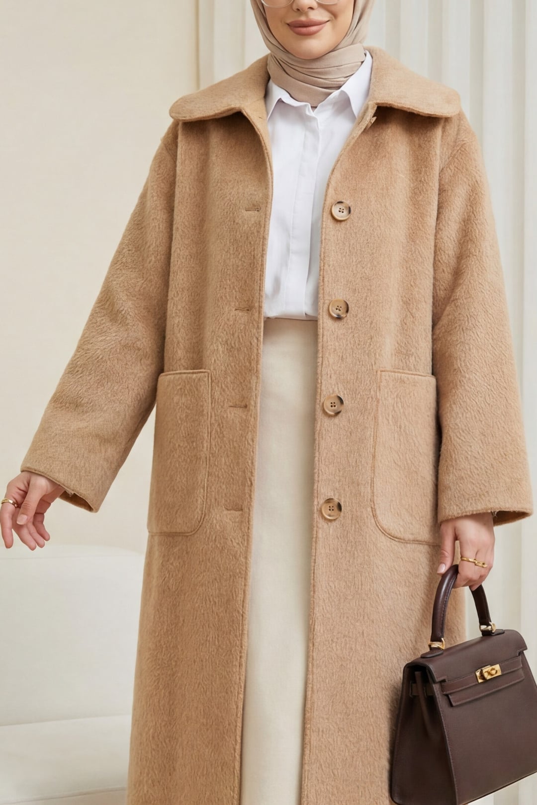Full-Length Buttoned Pocket Coat - Vizon - Podyumplus - by Peralane - photo 2