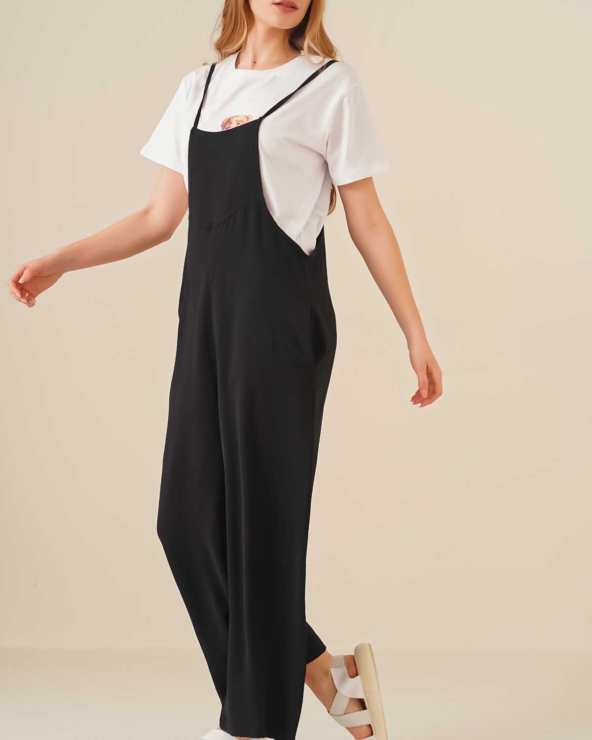 Black Adjustable Strap Jumpsuit with Wide Legs - Bigdart - by Peralane - photo 4