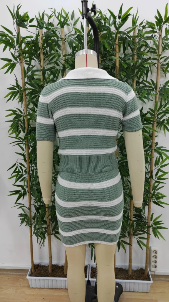 Women's Striped Knit Co-ord Set with Cropped Polo Top and Mini Skirt - Janes - by Peralane - photo 9