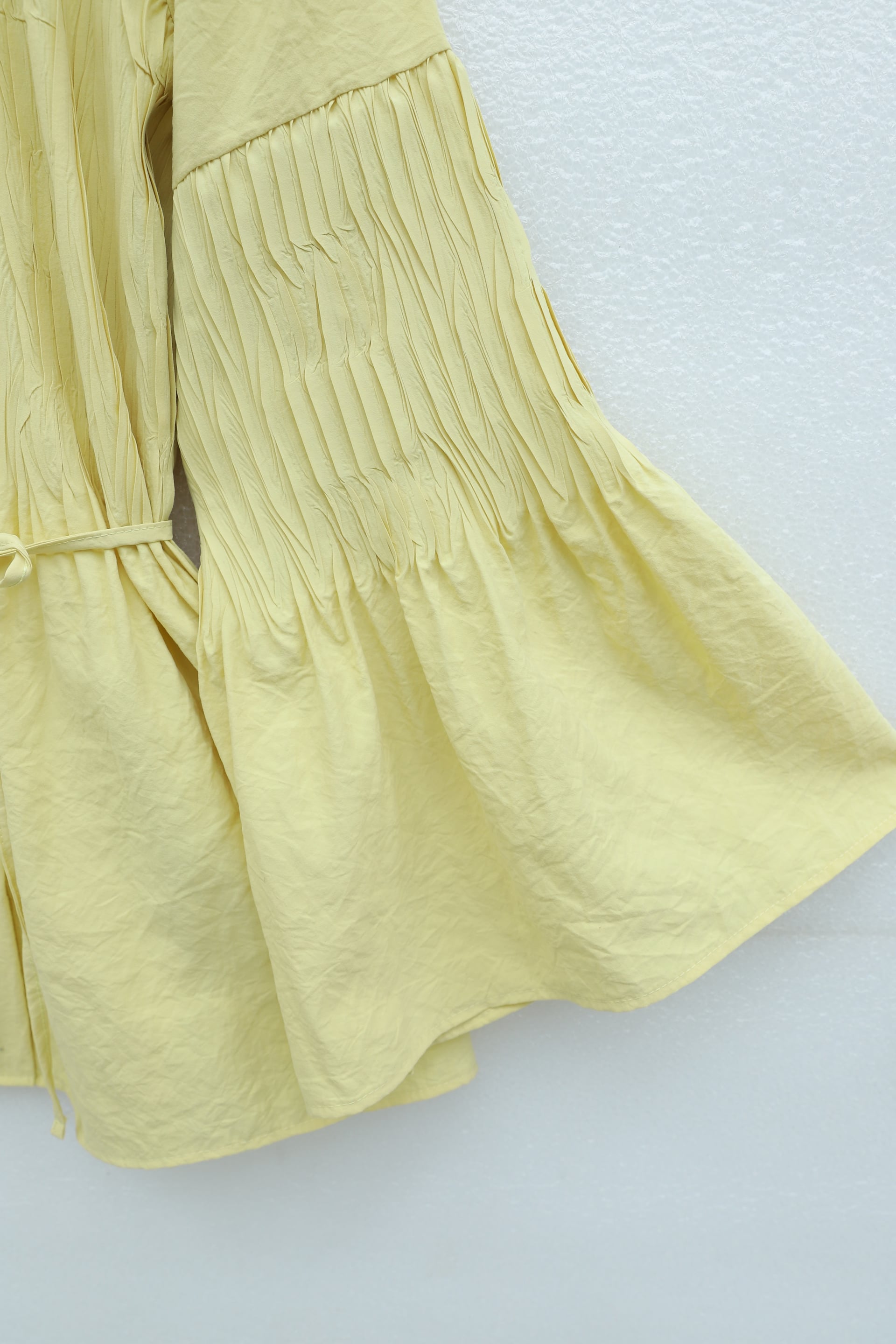 Spanish Sleeve Stone Button Belted Cupro Tunic - Yellow - Podyumplus - by Peralane - photo 6