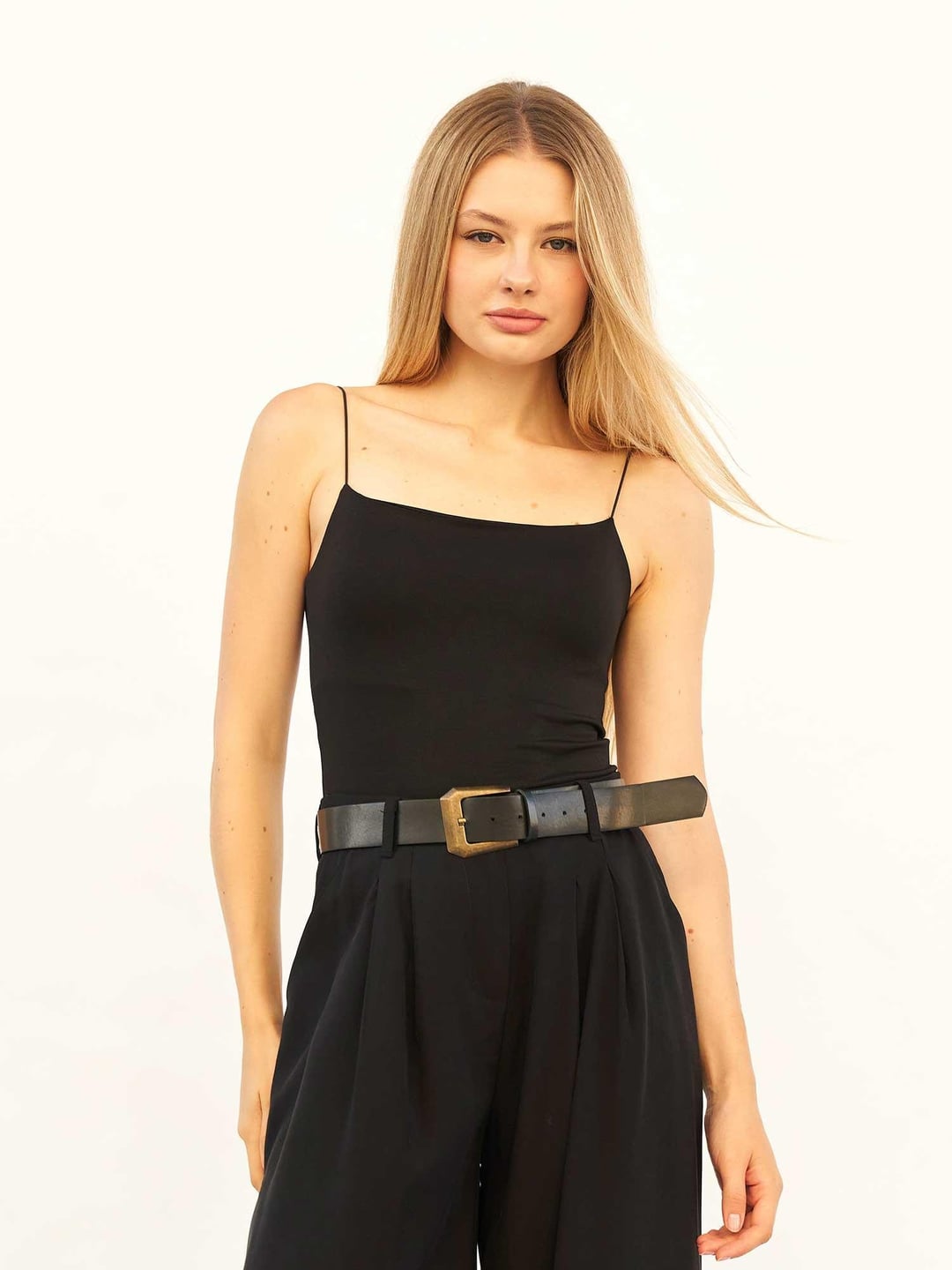 Black Spaghetti Strap Tank Top - Lefon - by Peralane - photo 2