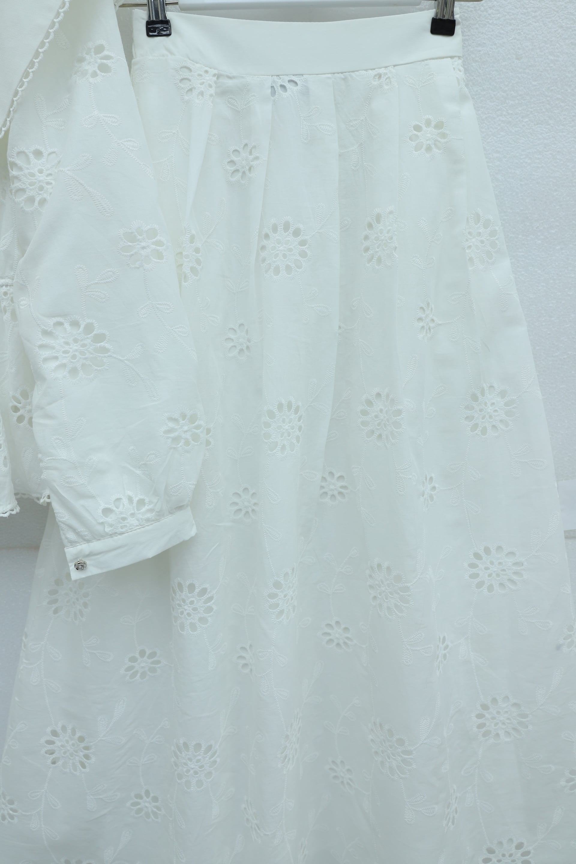 Baby Collar Drawstring Embroidery Linen Look Two-Piece Set - White - Podyumplus - by Peralane - photo 10