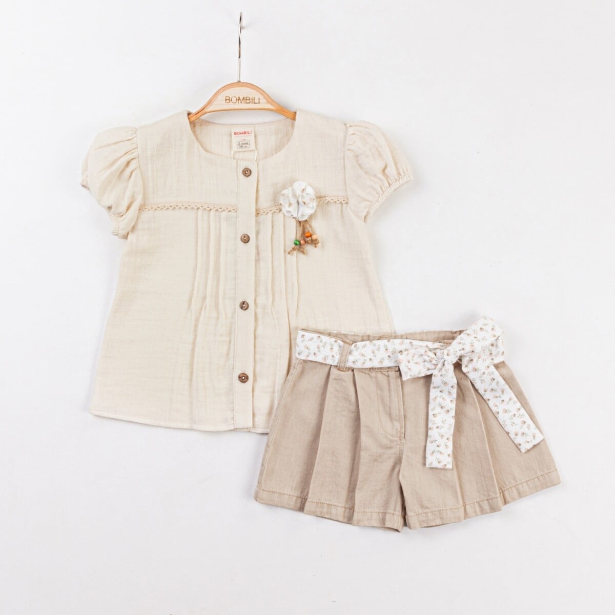 Girls' 2-Piece Blouse and Shorts Set in Terracotta - 2-5 Years - Bombili - by Peralane