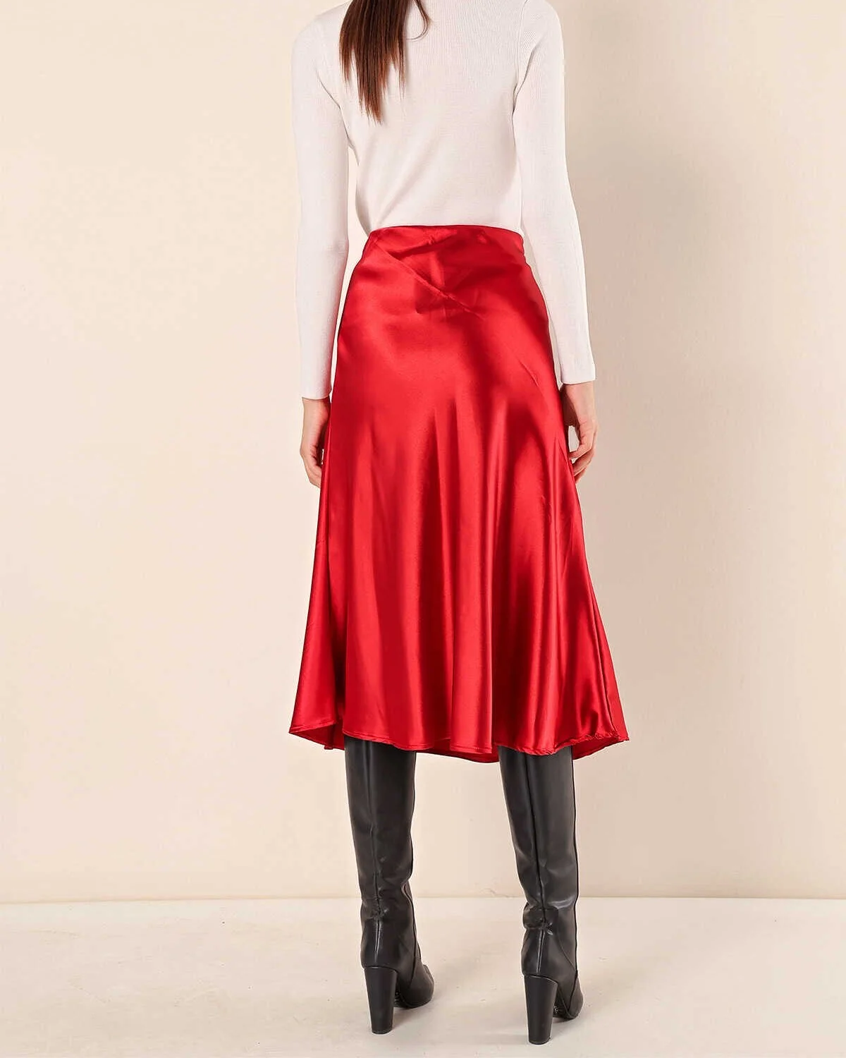 Satin A-Line Midi Skirt - Bordeaux - Bigdart - by Peralane - photo 5