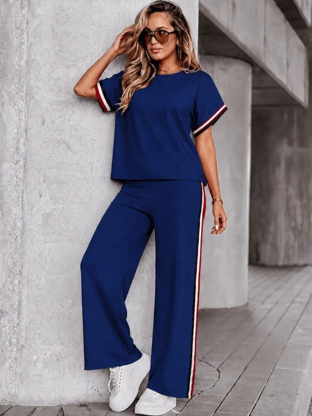 Women's Two-Piece Lounge Set with Short-Sleeve Top and Wide-Leg Pants - Janes - by Peralane - photo 3