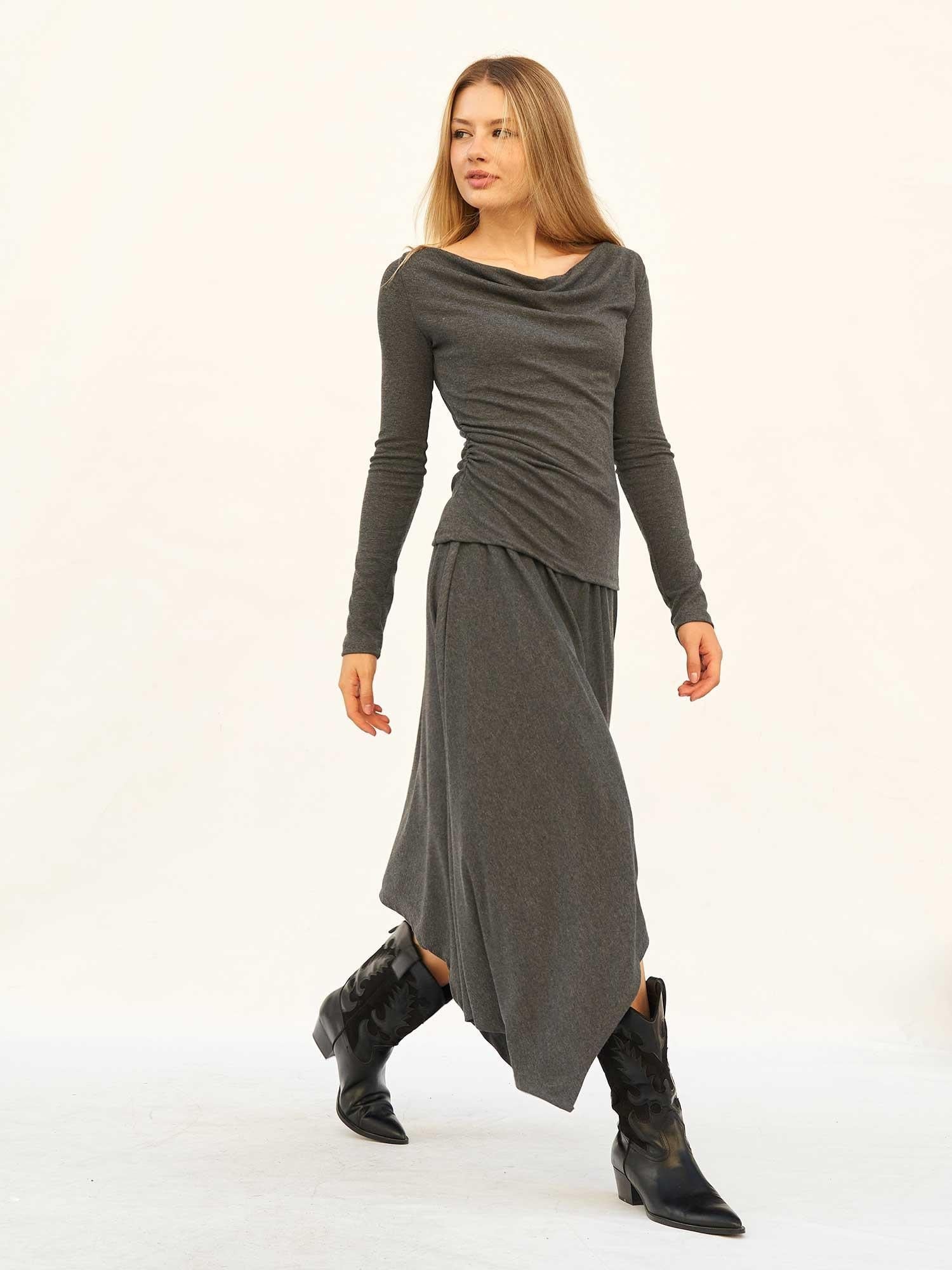 Two-Piece Knit Set with Long-Sleeve Top and Midi Skirt - Lefon - by Peralane - photo 2