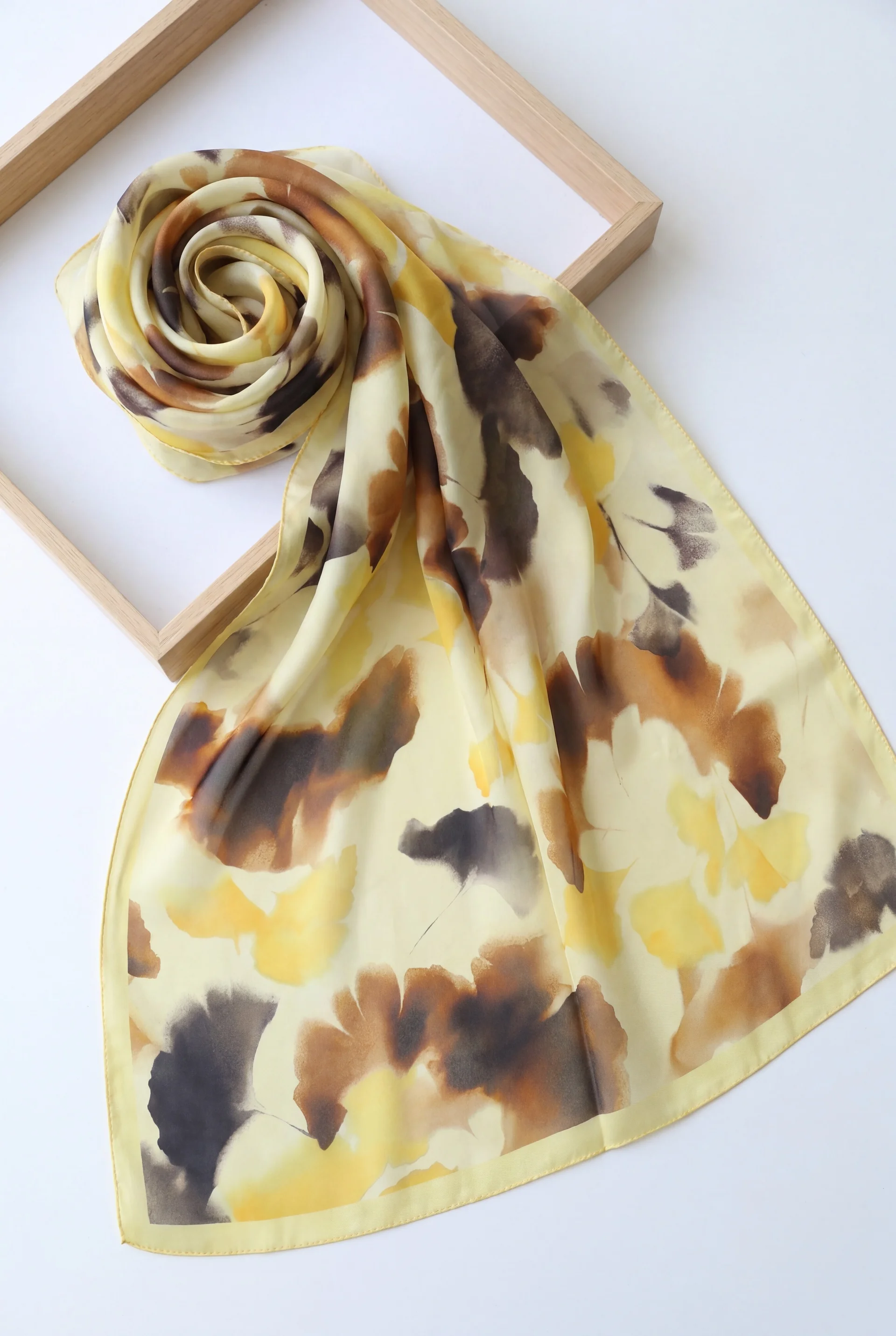Abstract Floral Voile Scarf - Yellow - Podyumplus - by Peralane