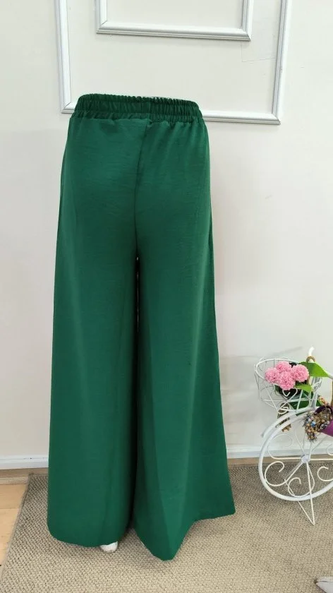 Women's High-Waist Wide-Leg Long Trousers in Emerald Green - Janes - by Peralane - photo 6