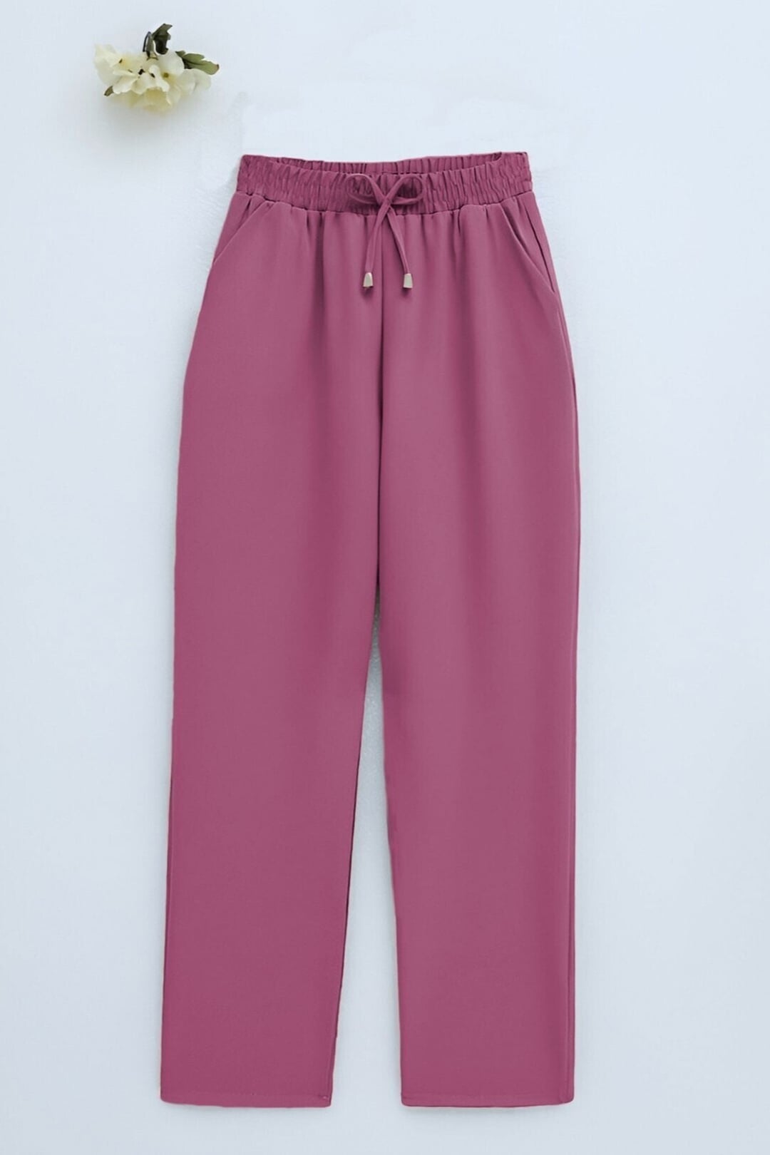 Dusty Rose Pink Drawstring Waist Trousers with Pockets - Podyumplus - by Peralane - photo 6