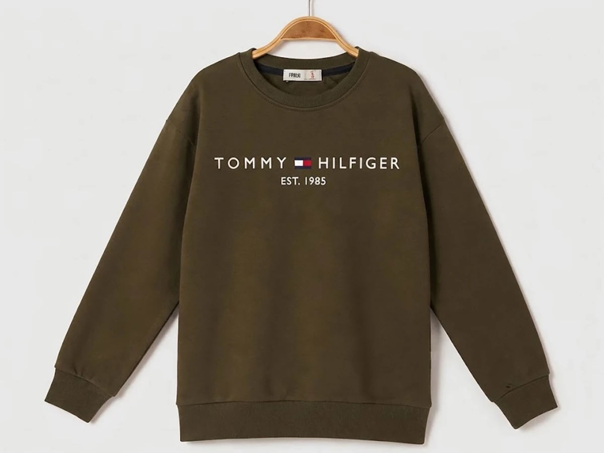 Tommy Hilfiger Printed 3-Thread Brushed Boys Sweatshirt - Olive Green - Ruhat Kids - by Peralane