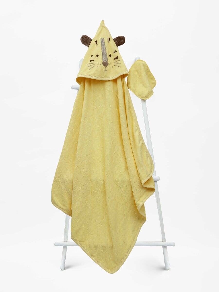Baby Hooded Towel and Washcloth Set 85x85cm 1-3Y - Babyline - by Peralane