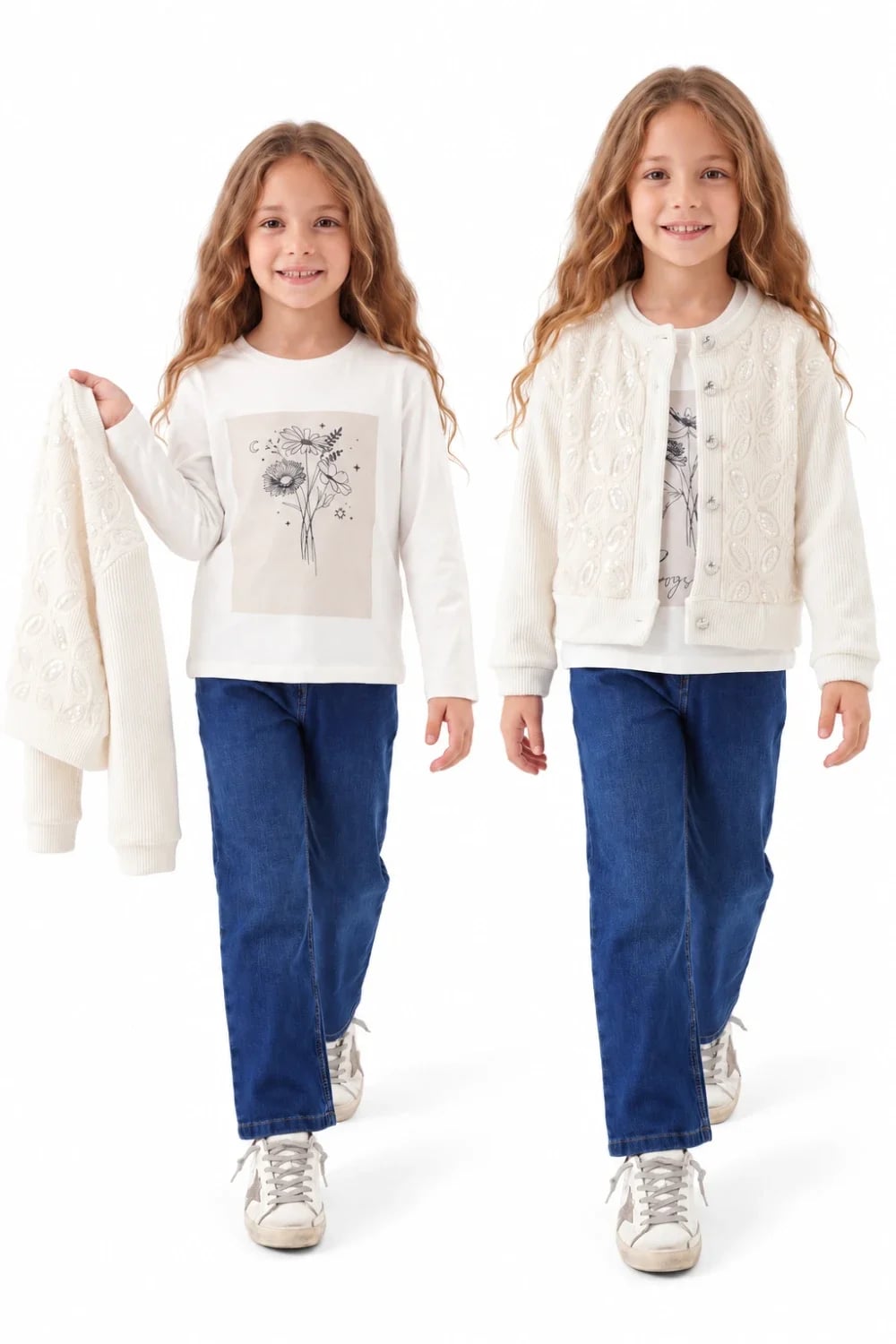 Girls' 3-Piece Set with Sweater - 828-MS - Has Bereket - by Peralane