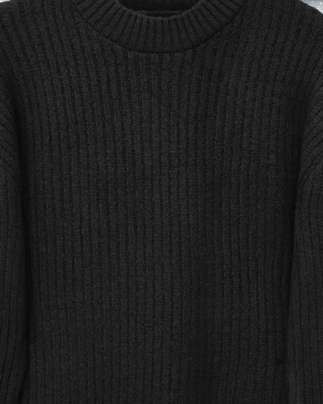 Ribbed Long Knit Sweater - Black - Podyumplus - by Peralane - photo 4