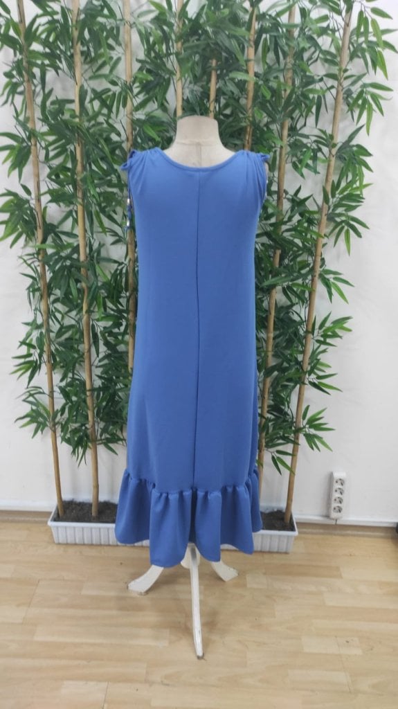 Women's Royal Blue Sleeveless Midi Dress with Ruffled Hem - Janes - by Peralane - photo 6