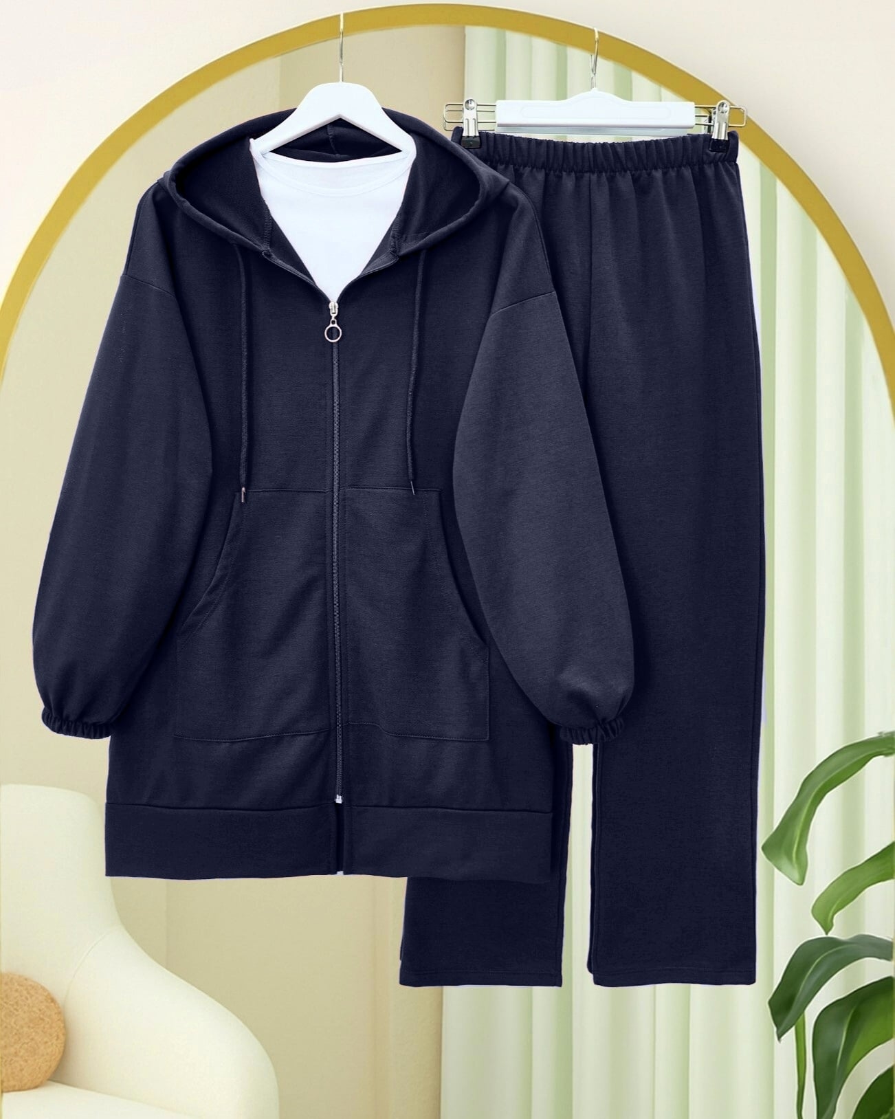 Zip-Up Hooded Lounge Set - Navy - Podyumplus - by Peralane - photo 4