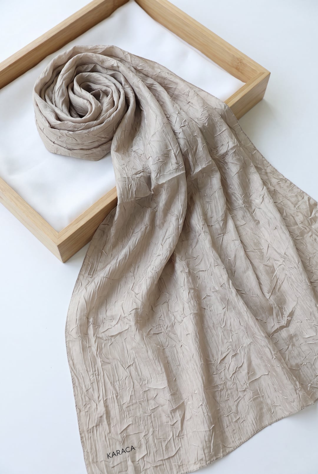 Jacquard Crinkle Crash Shawl - Stone - Podyumplus - by Peralane