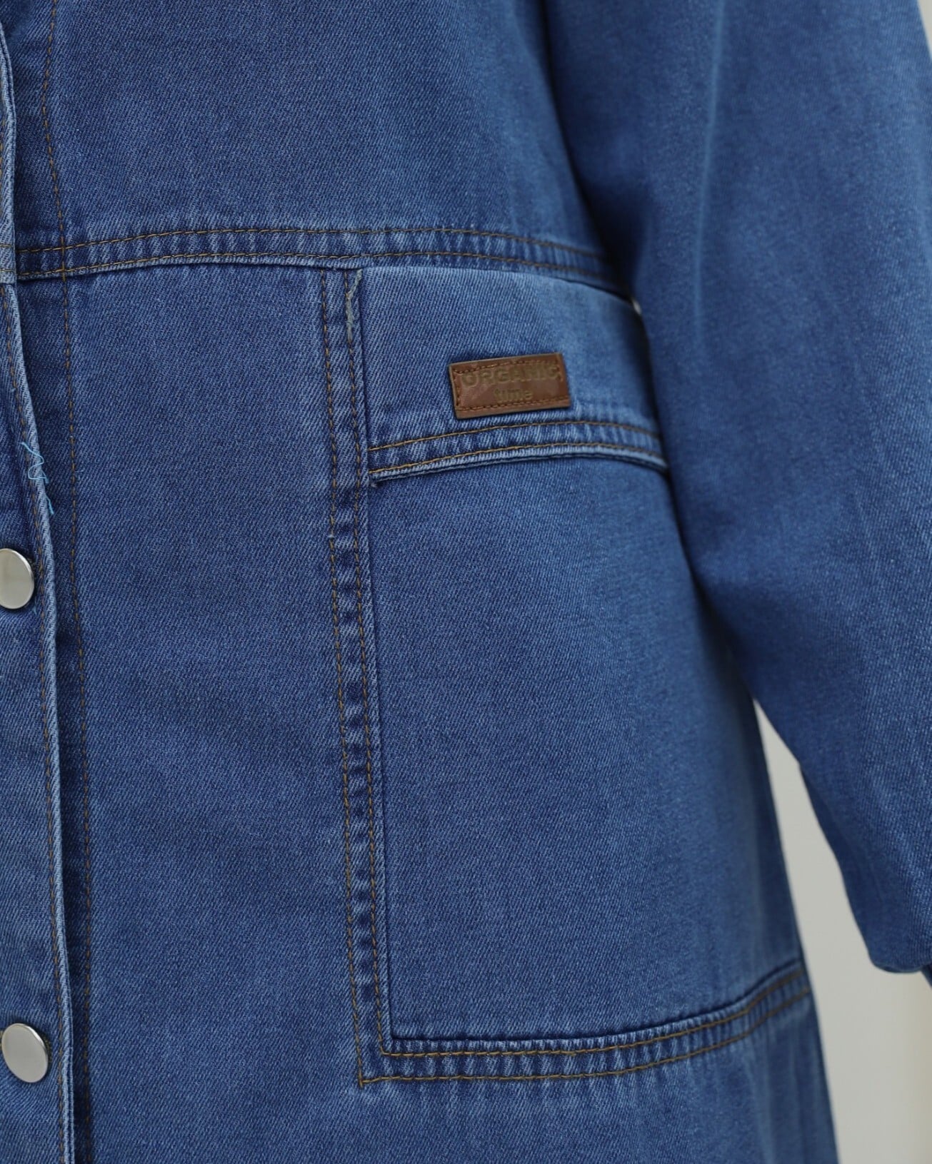 Women's Long Buttoned Hooded Denim Coat with Flap Pockets - Blue - Podyumplus - by Peralane - photo 5