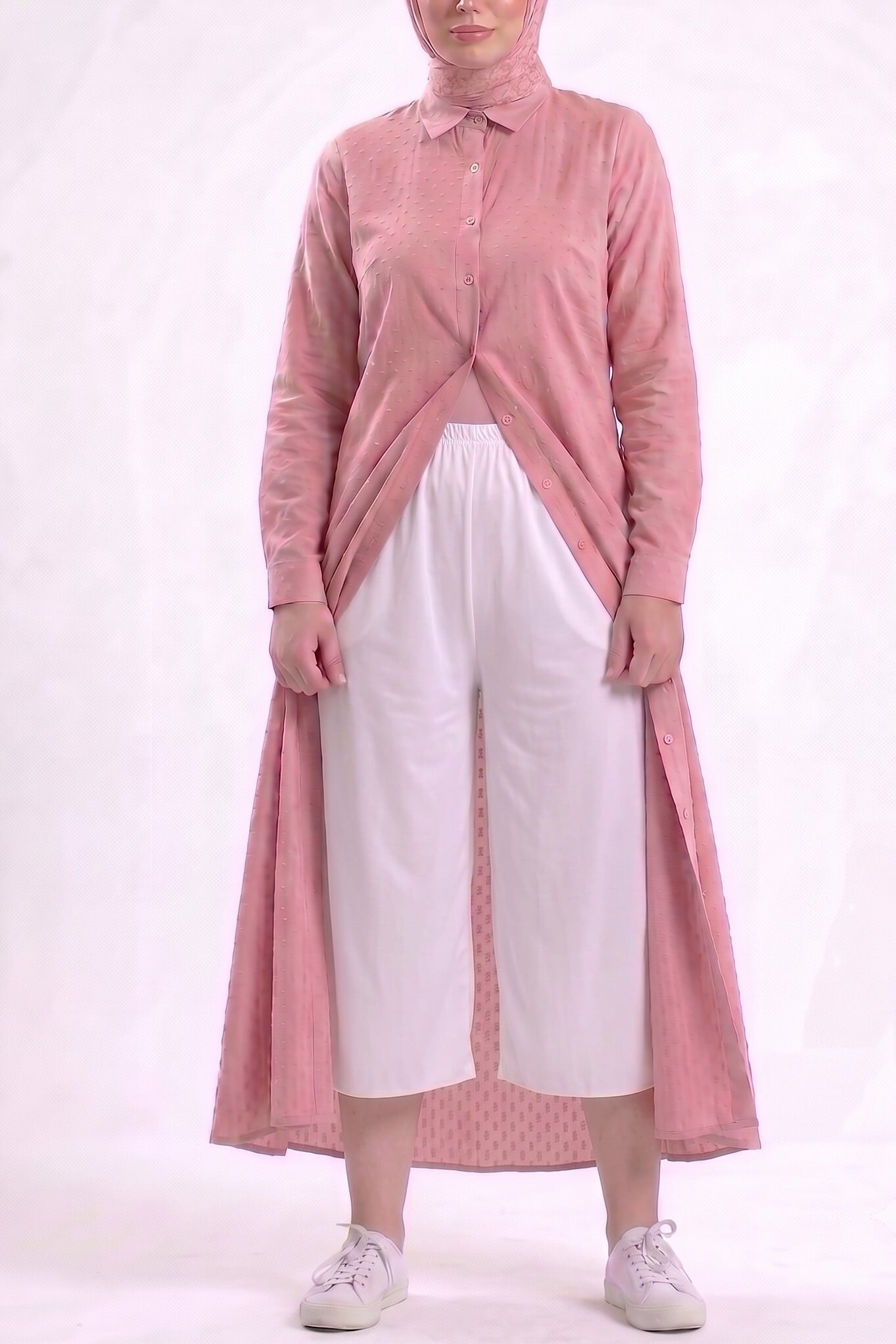 White Wide-Leg Elasticated Waist Trousers - Podyumplus - by Peralane - photo 3
