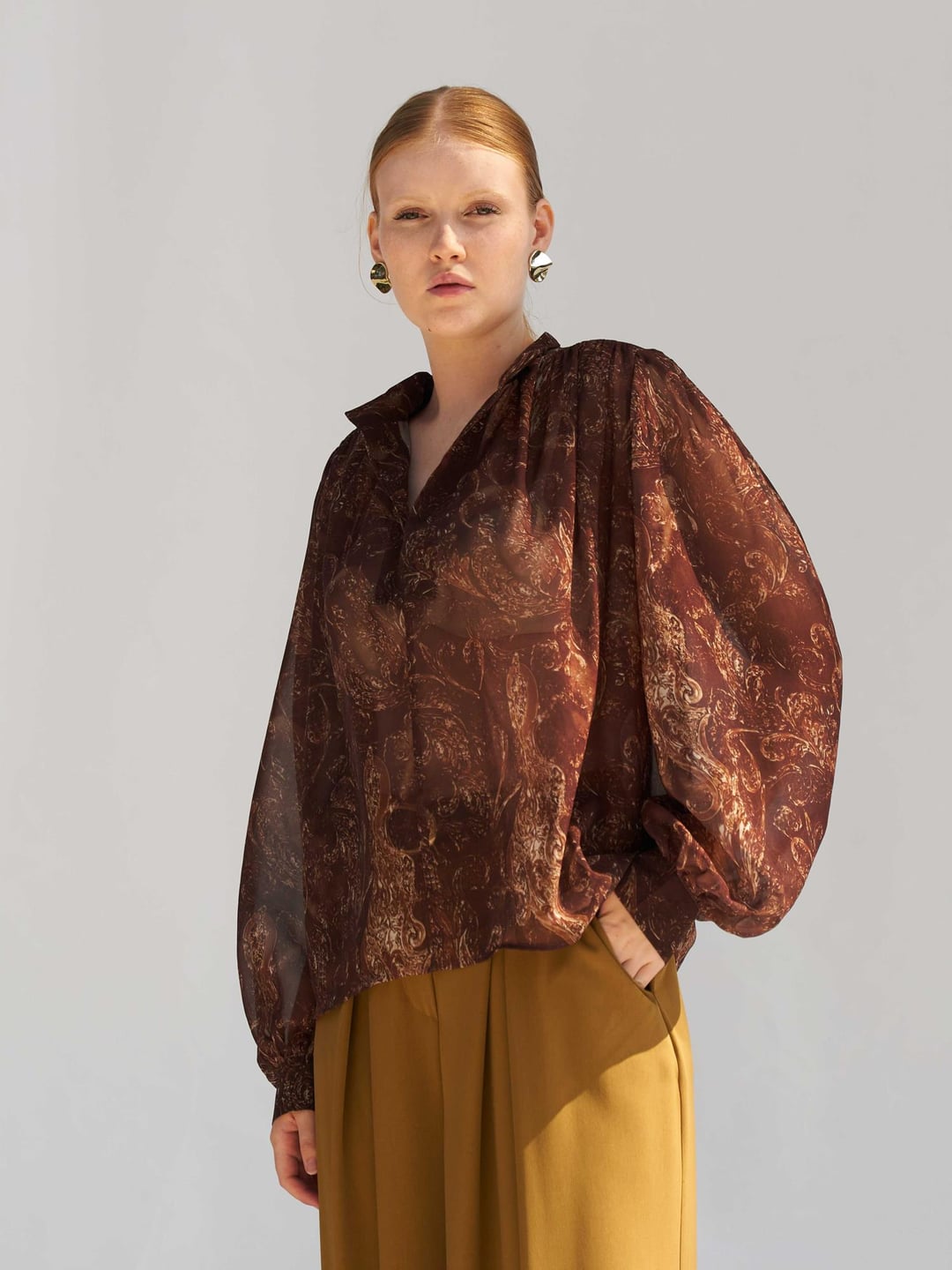 Sheer Paisley Print Blouse with Collar - Lefon - by Peralane - photo 5