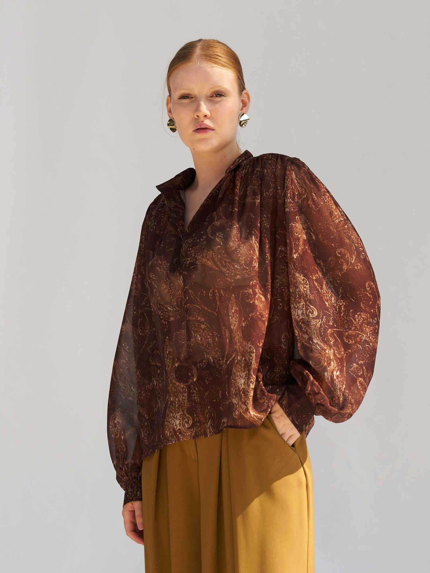 Sheer Paisley Print Blouse with Collar - Lefon - by Peralane - photo 5