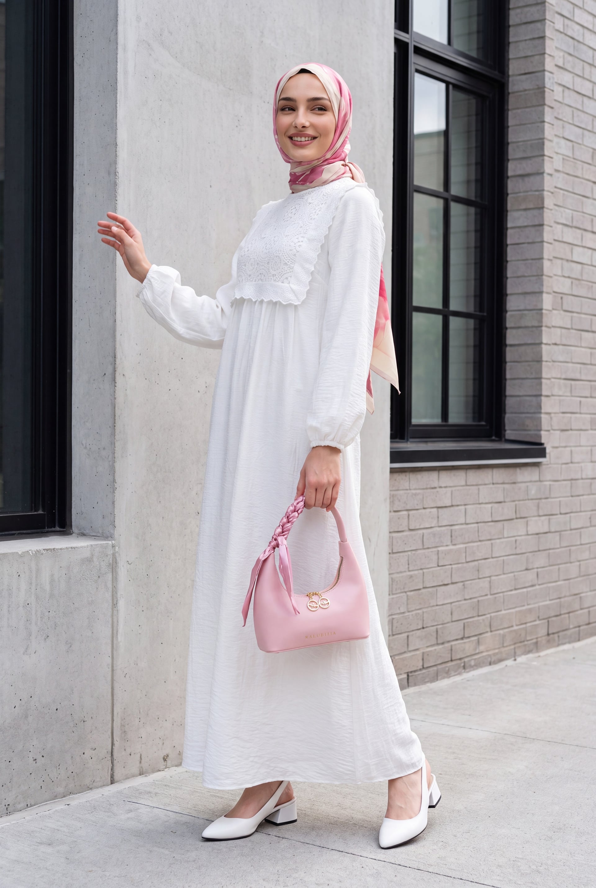 White Lace-Trimmed Maxi Dress with Removable Lace Vest - Podyumplus - by Peralane