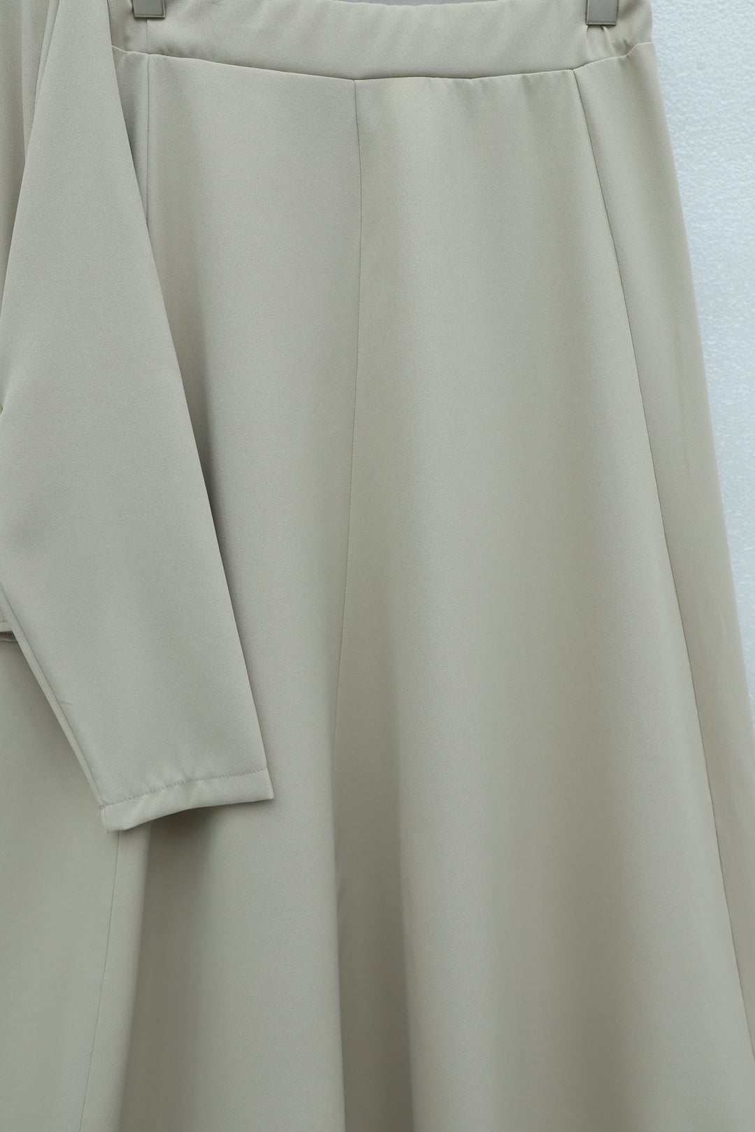Beige Pleated Front Buttoned Tie-Belt Crepe Skirt Set - Podyumplus - by Peralane - photo 4