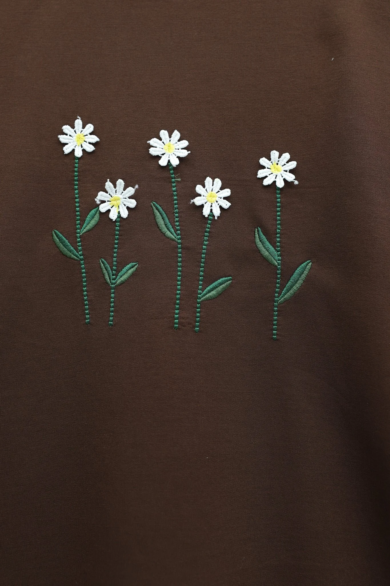 Daisy Embroidered Round Neck Cotton Jersey Tunic - Brown - Podyumplus - by Peralane - photo 7