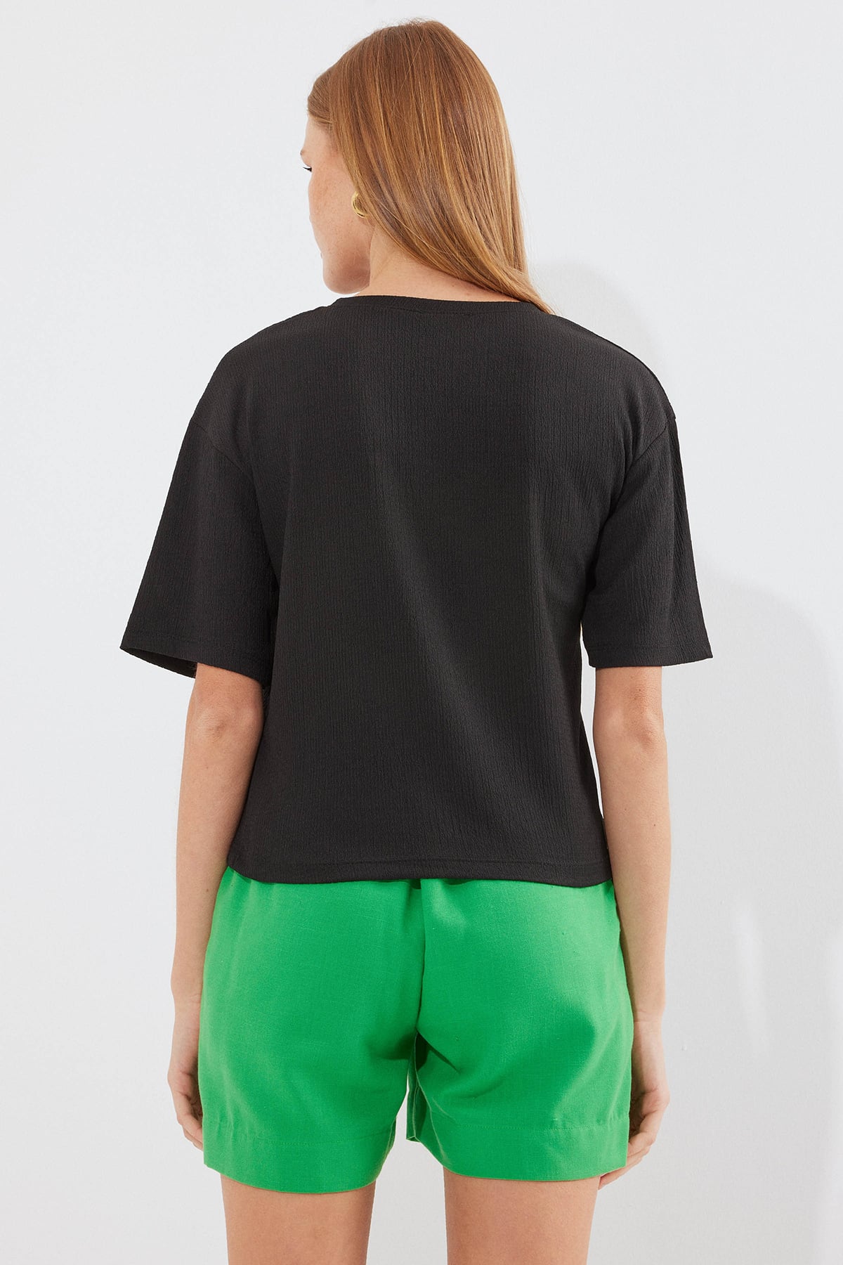 Printed Knit Basic T-Shirt - Black - Bigdart - by Peralane - photo 3
