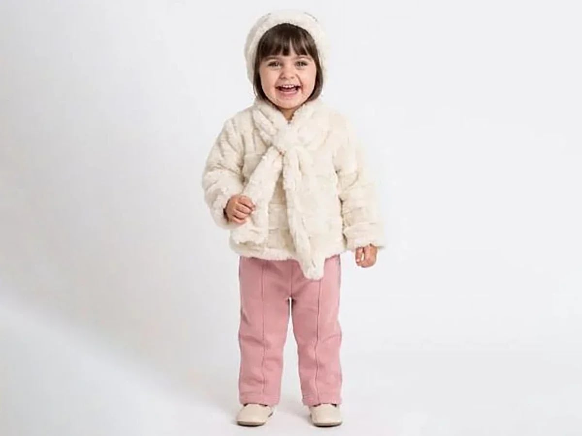 Bandana Detail 3-Piece Girl Set with Faux Fur Jacket and Pink Trousers - Elci Baby - by Peralane