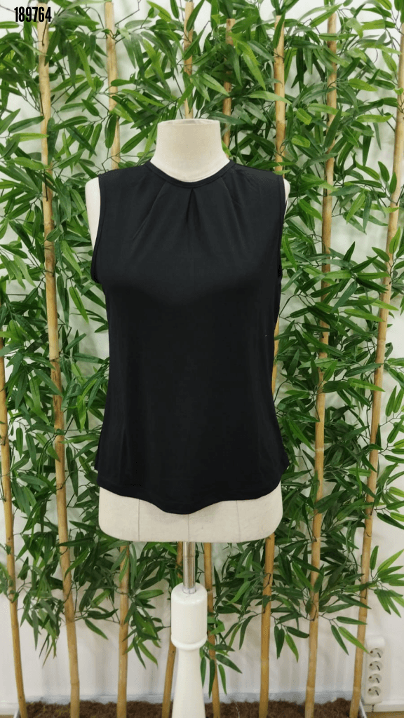 Women's Sleeveless Round Neck Pleated Blouse - Black - Janes - by Peralane - photo 5
