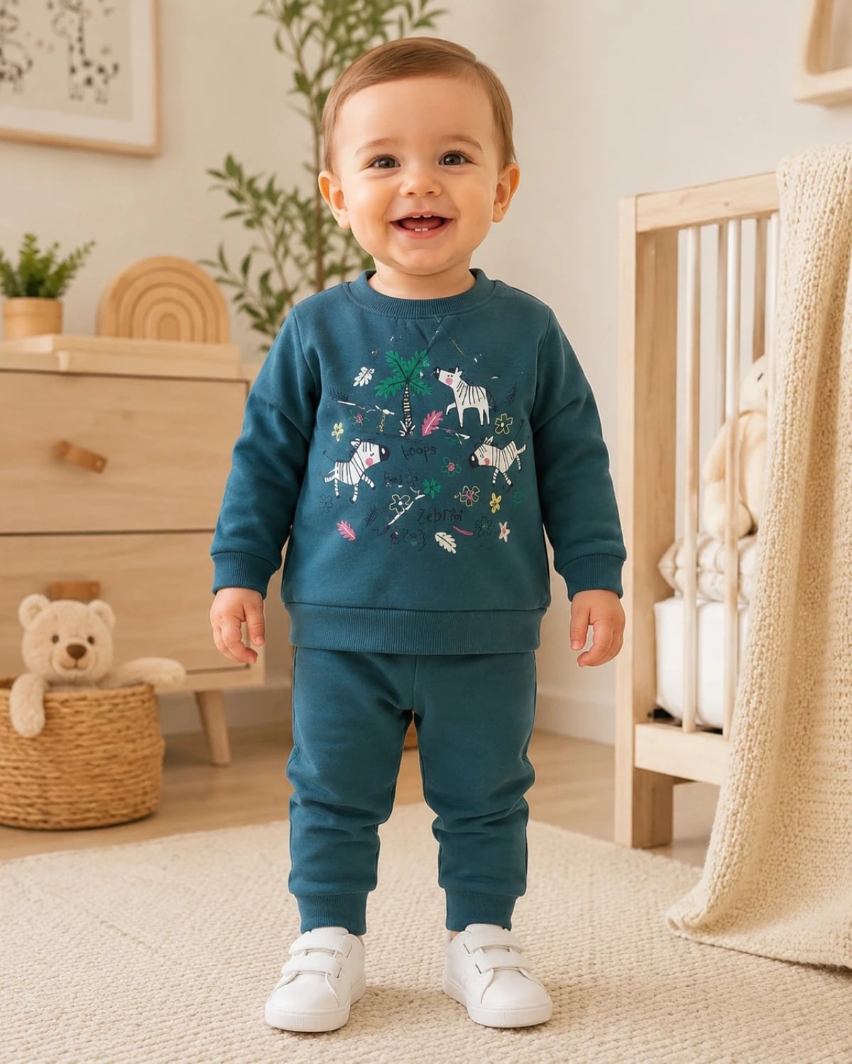 2-Piece Baby Boy Sweatshirt and Trousers Set - Indigo - Has Bereket - by Peralane