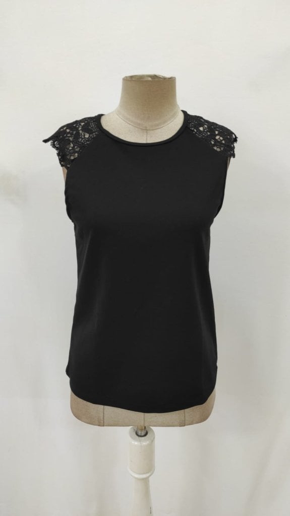 Women's Black Lace Cap Sleeve T-Shirt - Janes - by Peralane - photo 4