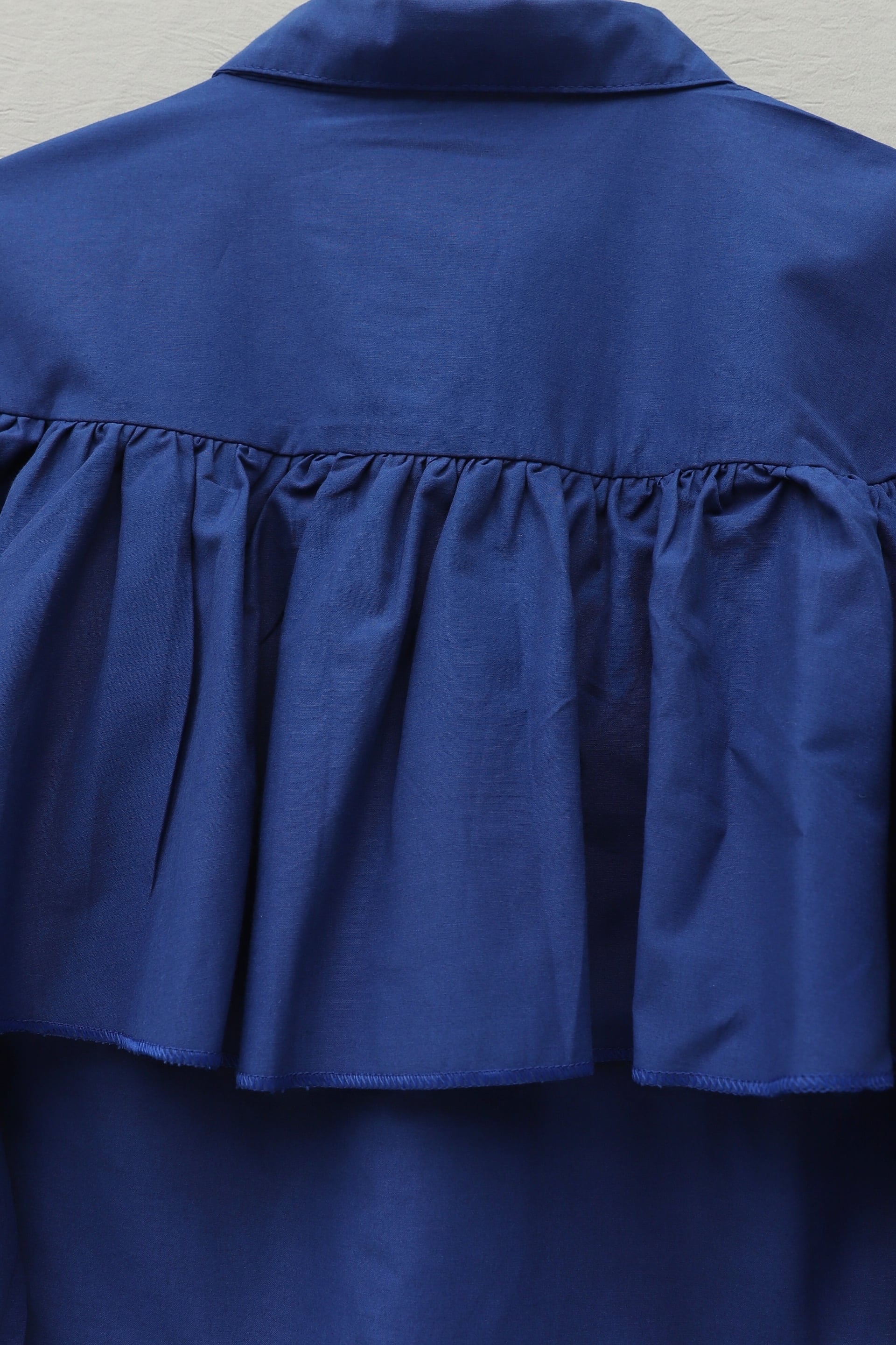 Ruffled Front and Shoulder Poplin Shirt Blouse - Navy - Podyumplus - by Peralane - photo 5