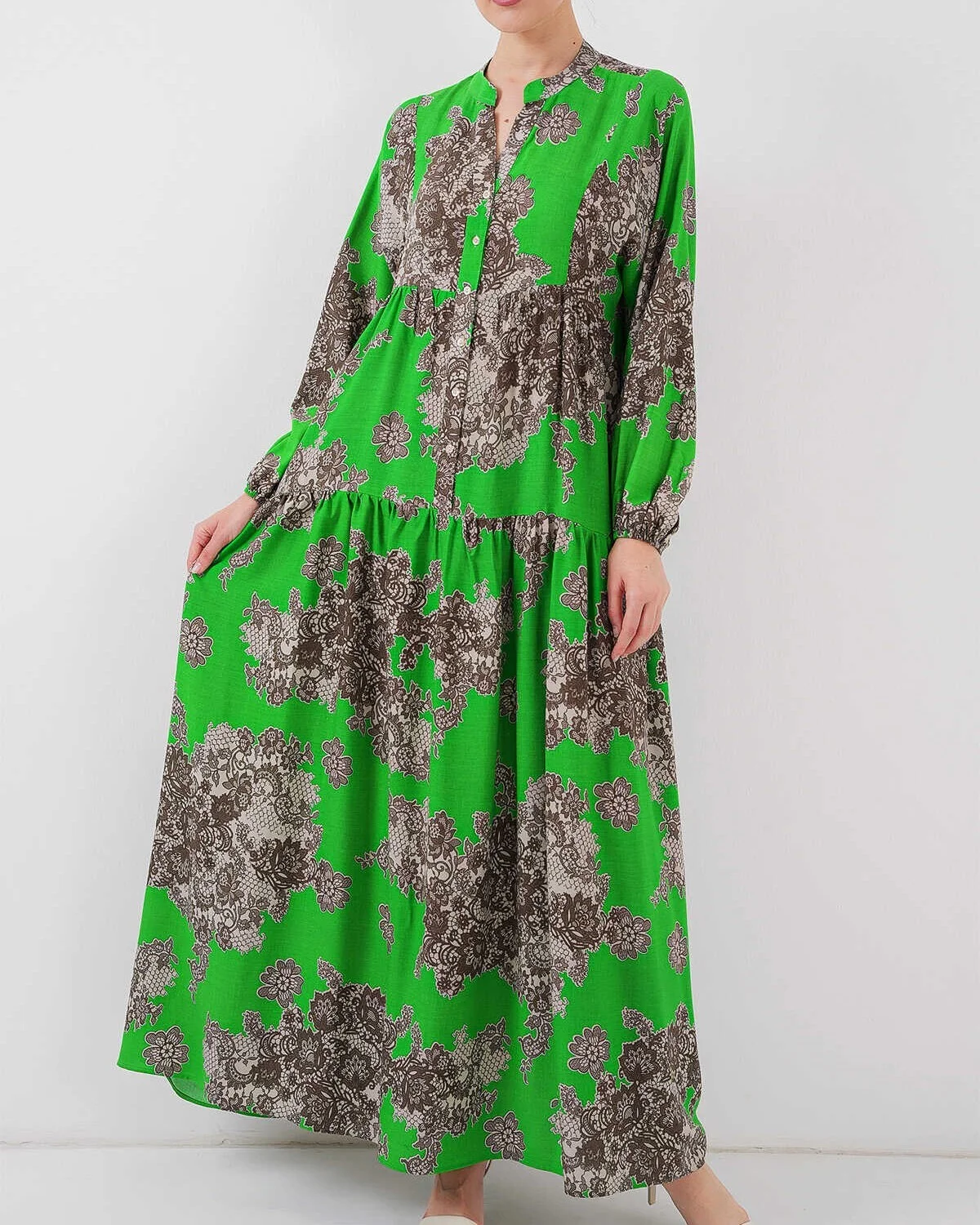 Women's Long Floral Print Modest Dress with Long Sleeves - Bigdart - by Peralane - photo 2