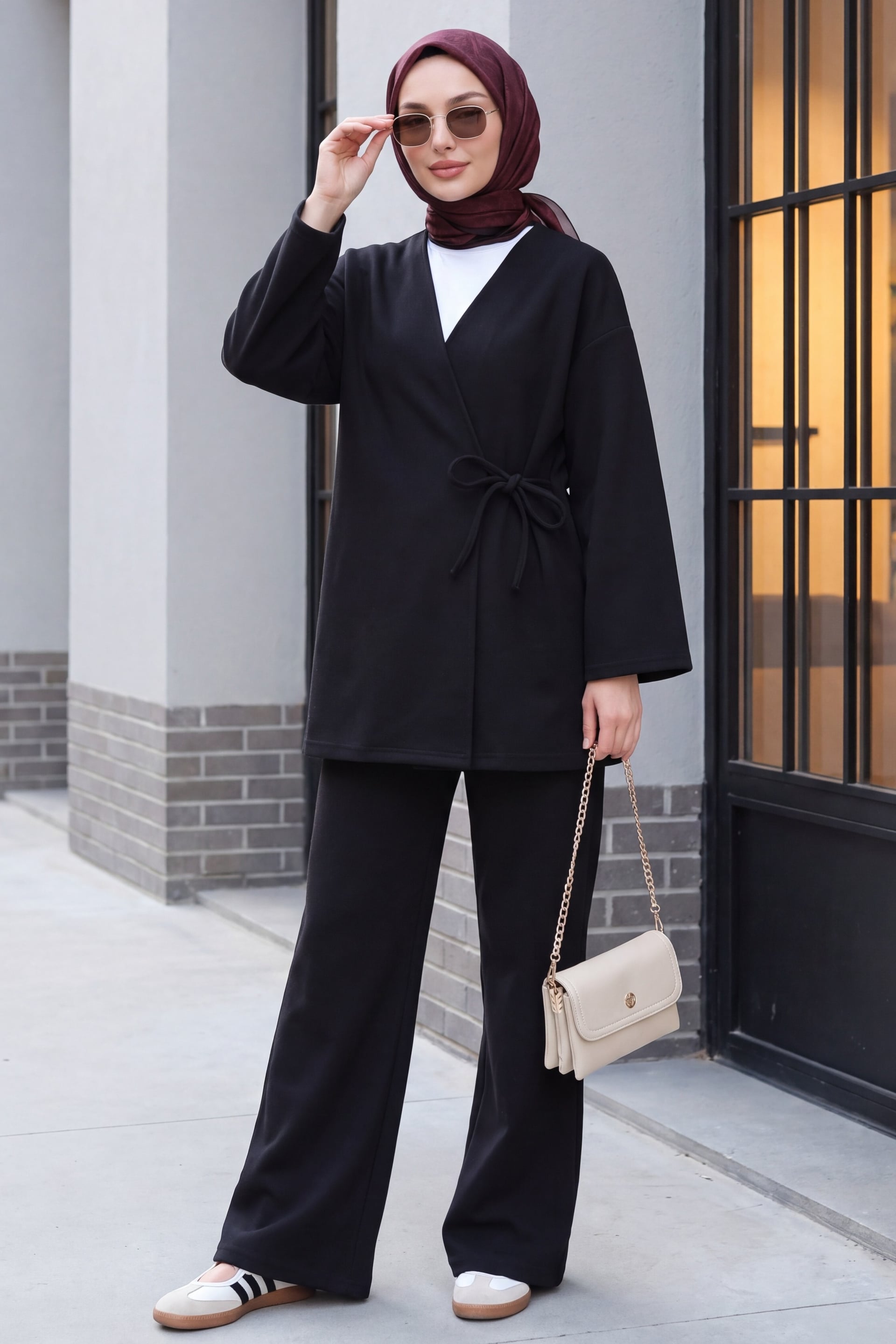 Cross-Tie Selanik Kimono Set - Black - Podyumplus - by Peralane - photo 2