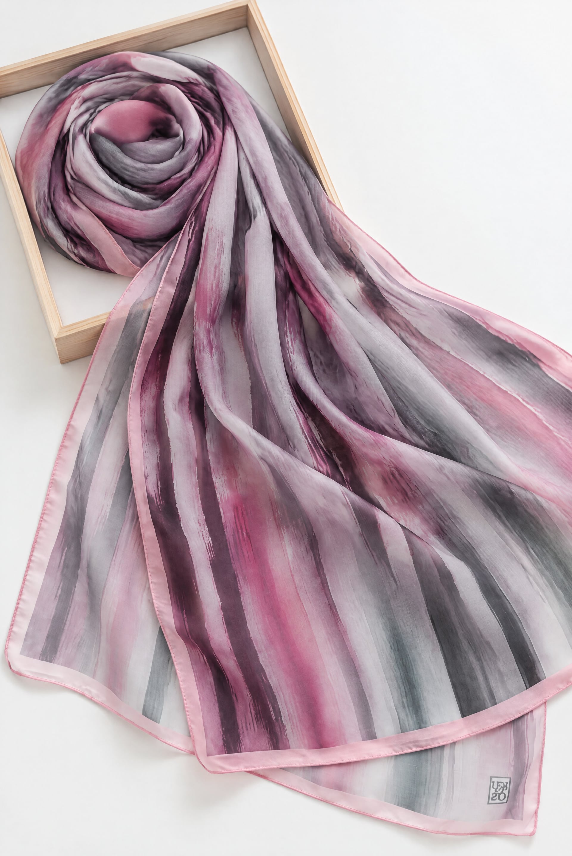 Brushstroke Patterned Scarf - Pink - Podyumplus - by Peralane - photo 2